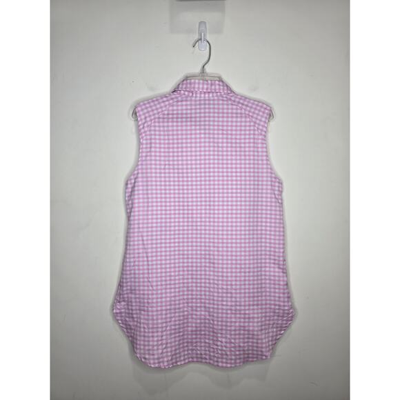 Columbia pink white gingham plaid sleeveless button down shirt tank - small - Picture 4 of 5